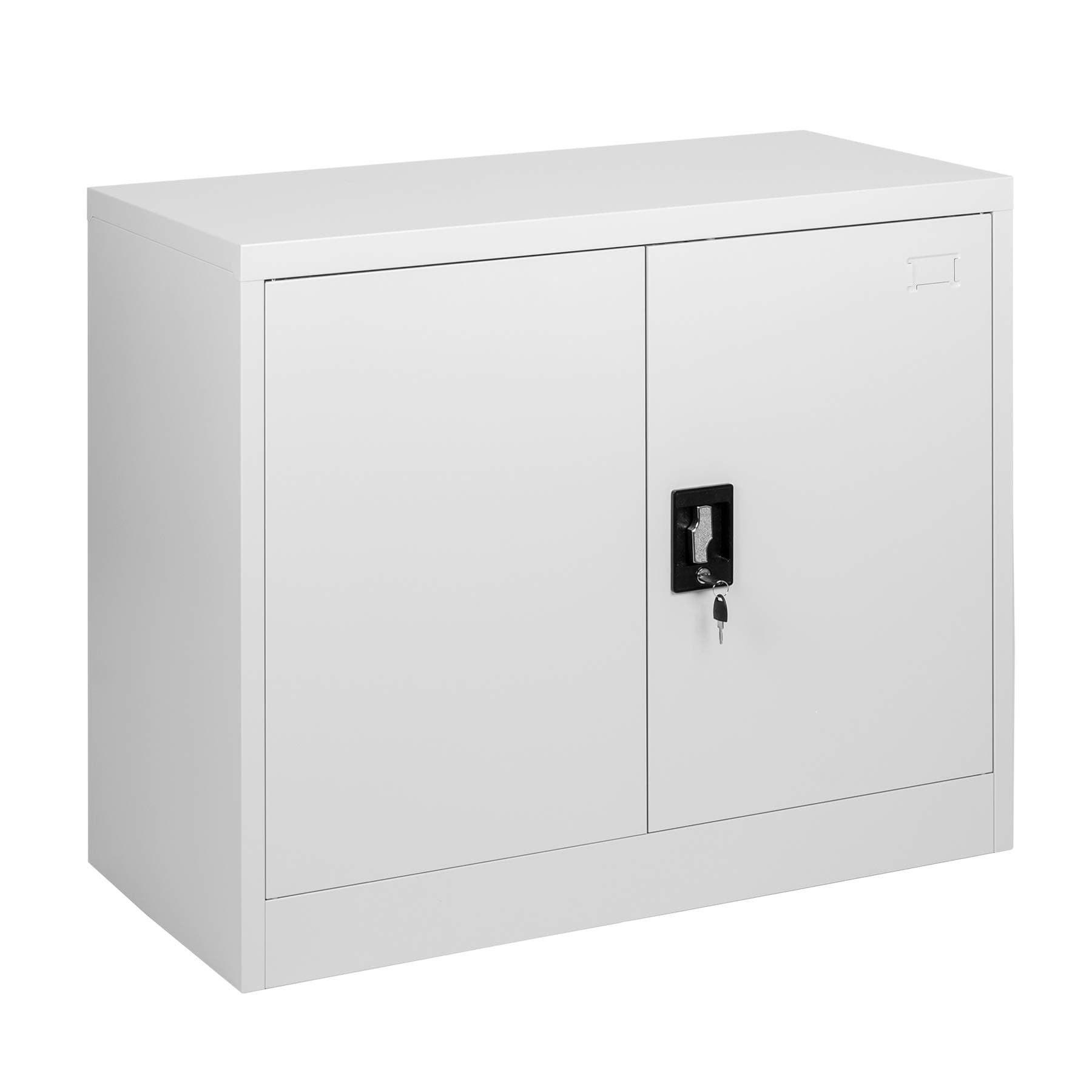 Grey Steel 2 Door Storage cupboard with Lock - 73cm tall