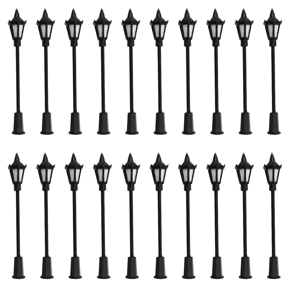 WANGCL 20PCS Plastic LED Mini Lamppost Street HO OO Scale 1/100 for Sandboxes Miniature Gardens Cities Model