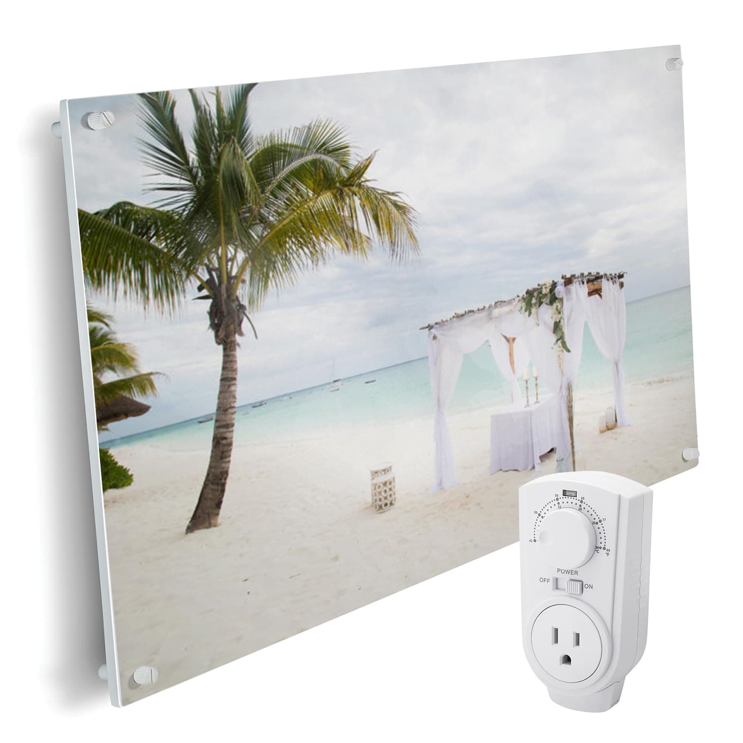 EconoHome Wall Mount Space Heater Panel - with Thermostat - 600 Watt Convection Heater - Ideal for 200 Sq Ft Room - 120V Electric Heater