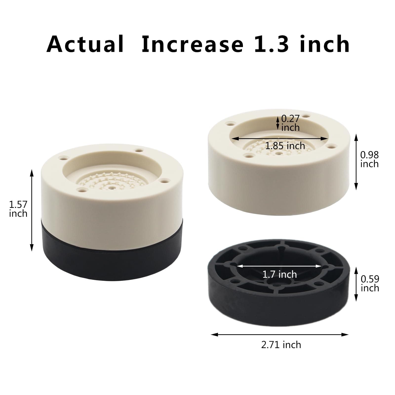 4 Sets Furniture Risers Bed Risers (Beige), 1.3 inch Heavy Duty Bed Lifts Risers for Table, Sofa, Couch, Desk, Chair Risers Supports Up to 1,300 lbs