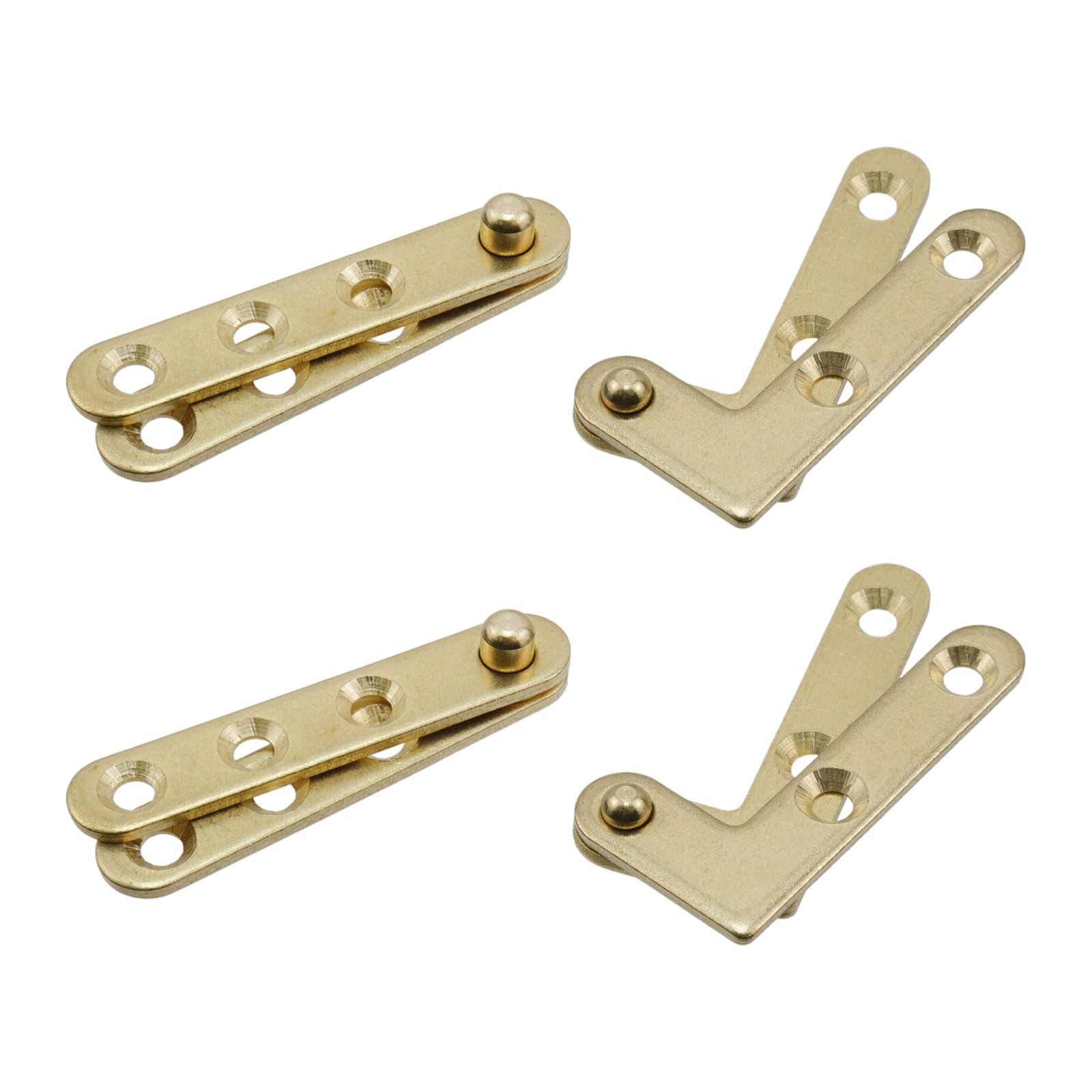 T Tulead Pivot Hinge Door Pivot Hinges Cabinet Rotating Hinge Door Fitting Brass Pivot Drawer Hinges (Including 2pcs L-Shaped and 2pcs Straight Hinges)