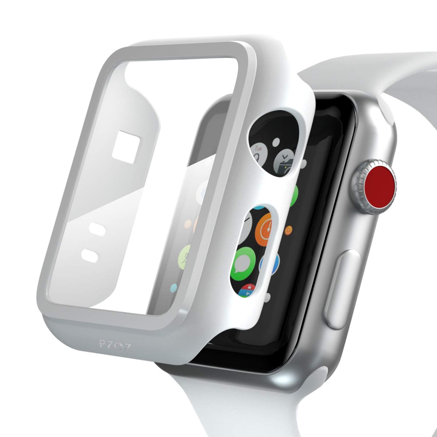 PZOZ Apple Watch Series 3 Screen Protector,iWatch PC Case PET Film All-around Bumper Protective Series 2 Cover Compatible With i Watch 42mm Smartwatch Accessories (White)