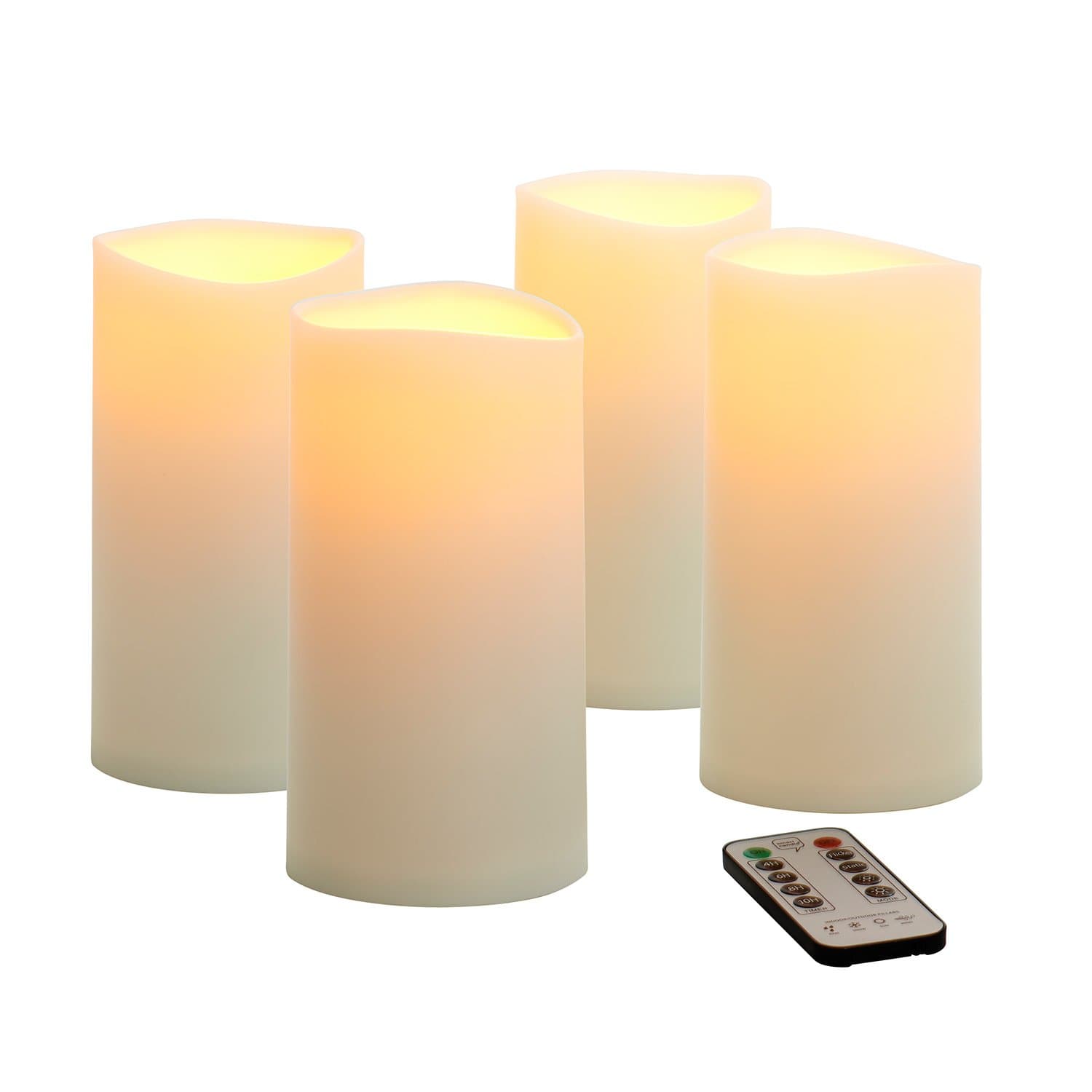 3" x 7" Outdoor Pillar Candle 4 Pack with Remote