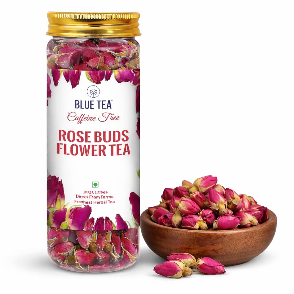 Rose Buds Herbal Tea - 1.06 Ounce | Grade A | DETOX TEA | Caffeine Free Herbal Tea - Vegan - GMO-Free - Food Grade Pet Jar |