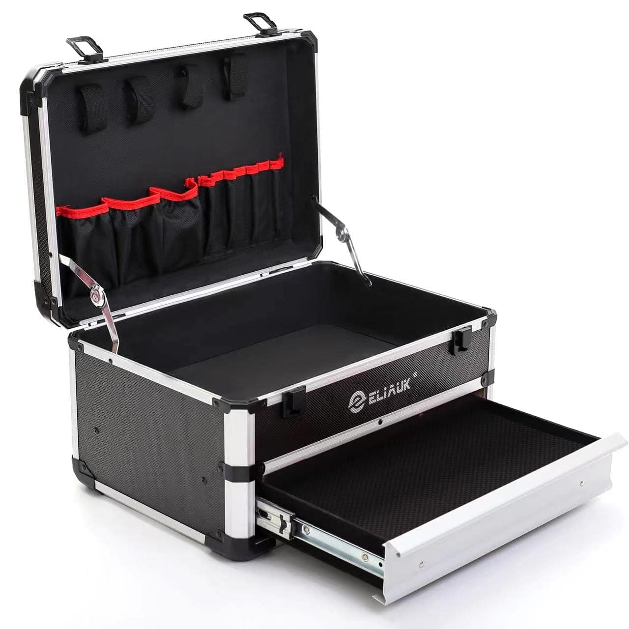 ELIAUK Tool Box Hard Case Tool Organizer Storage Cabinet Carry Case Tool box with Drawers(Silver)