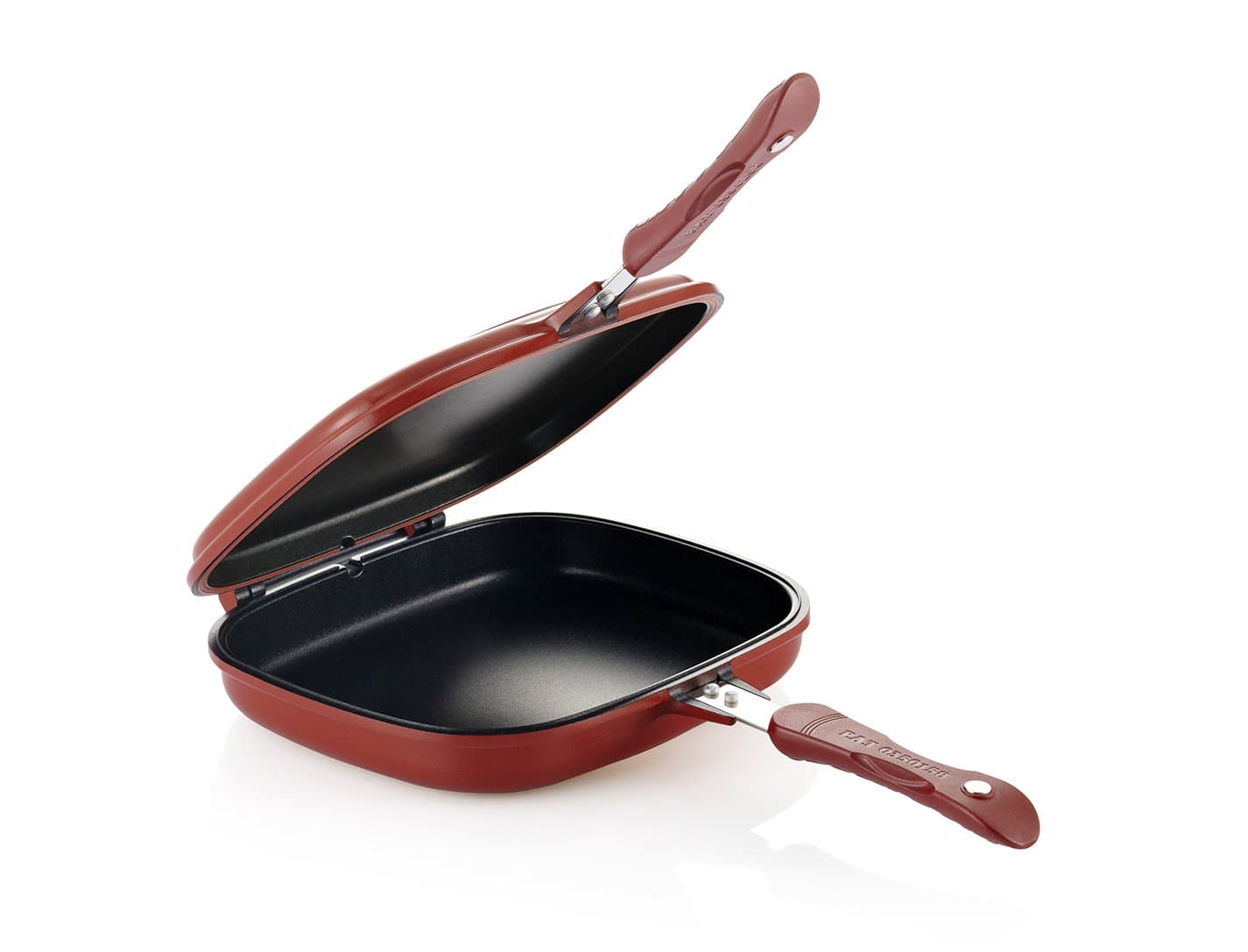 Happycall Nonstick Double Pan, Omelette Pan, Flip Pan, Square, Dishwasher Safe, PFOA-Free, Red (Multi, 2.75"H)