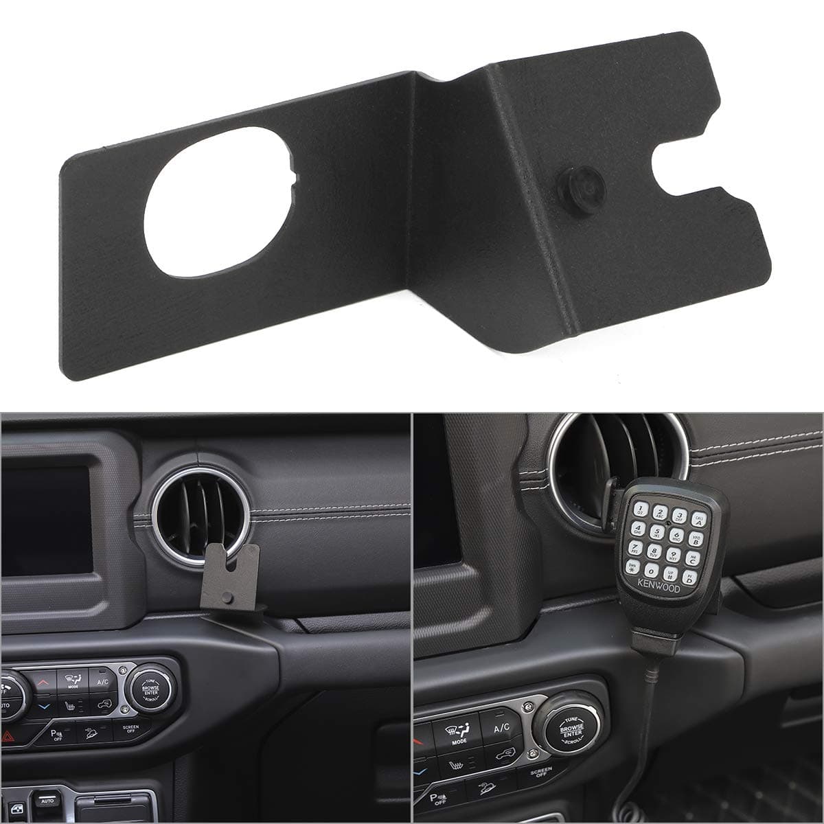 Car CB Raido Mic Mount Passenger Grab Bar Holder Metal Microphone Mounting Bracket for Wrangler JK 2011-2018