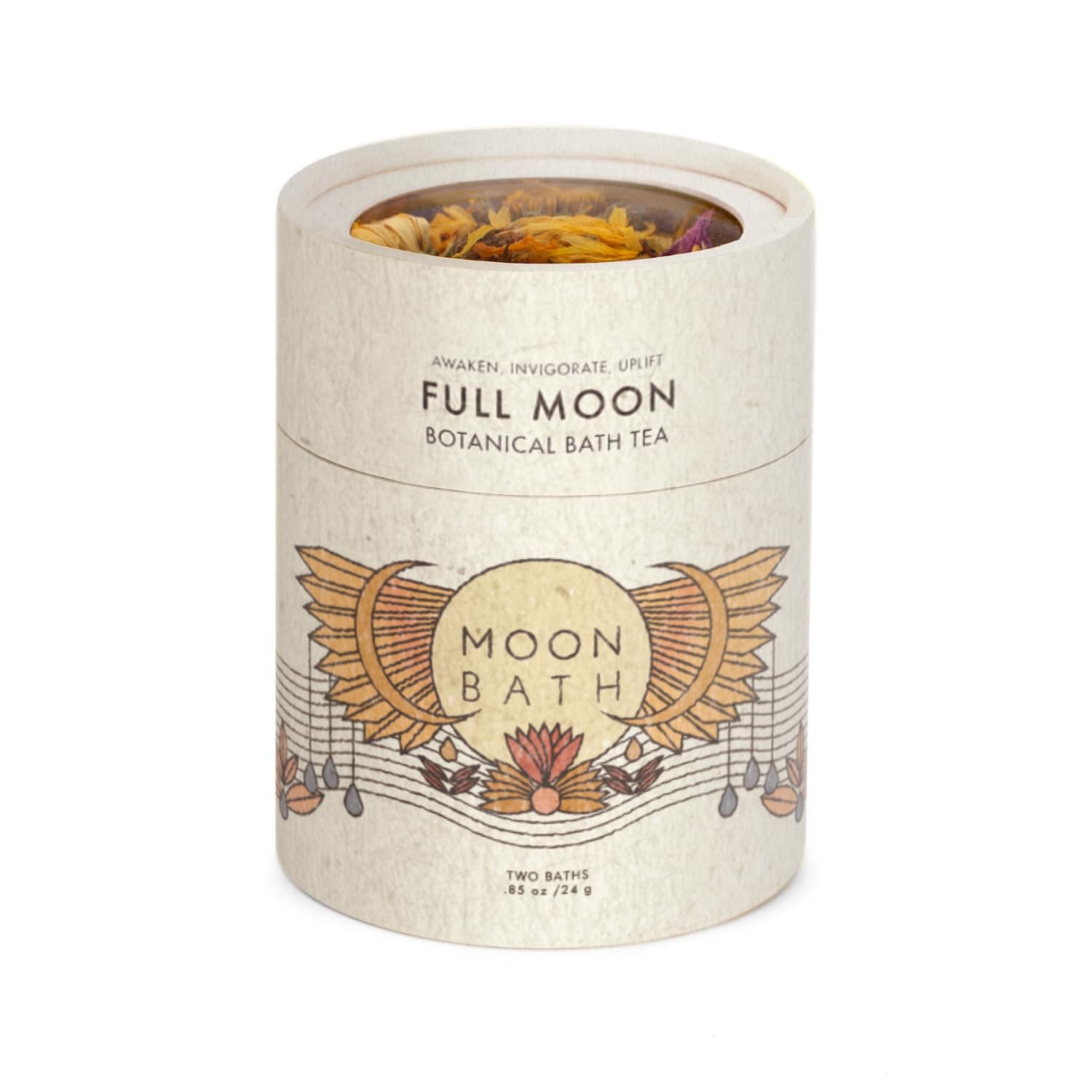 Moon Bath Botanical Bath Tea | Full Moon Herbal Ayurvedic Bath Soak for Energy & Sensuality w/Rose, Calendula & Ginger for 2 Baths | Organic & Natural Body Care for Lunar Alignment, Loose Leaf Flower