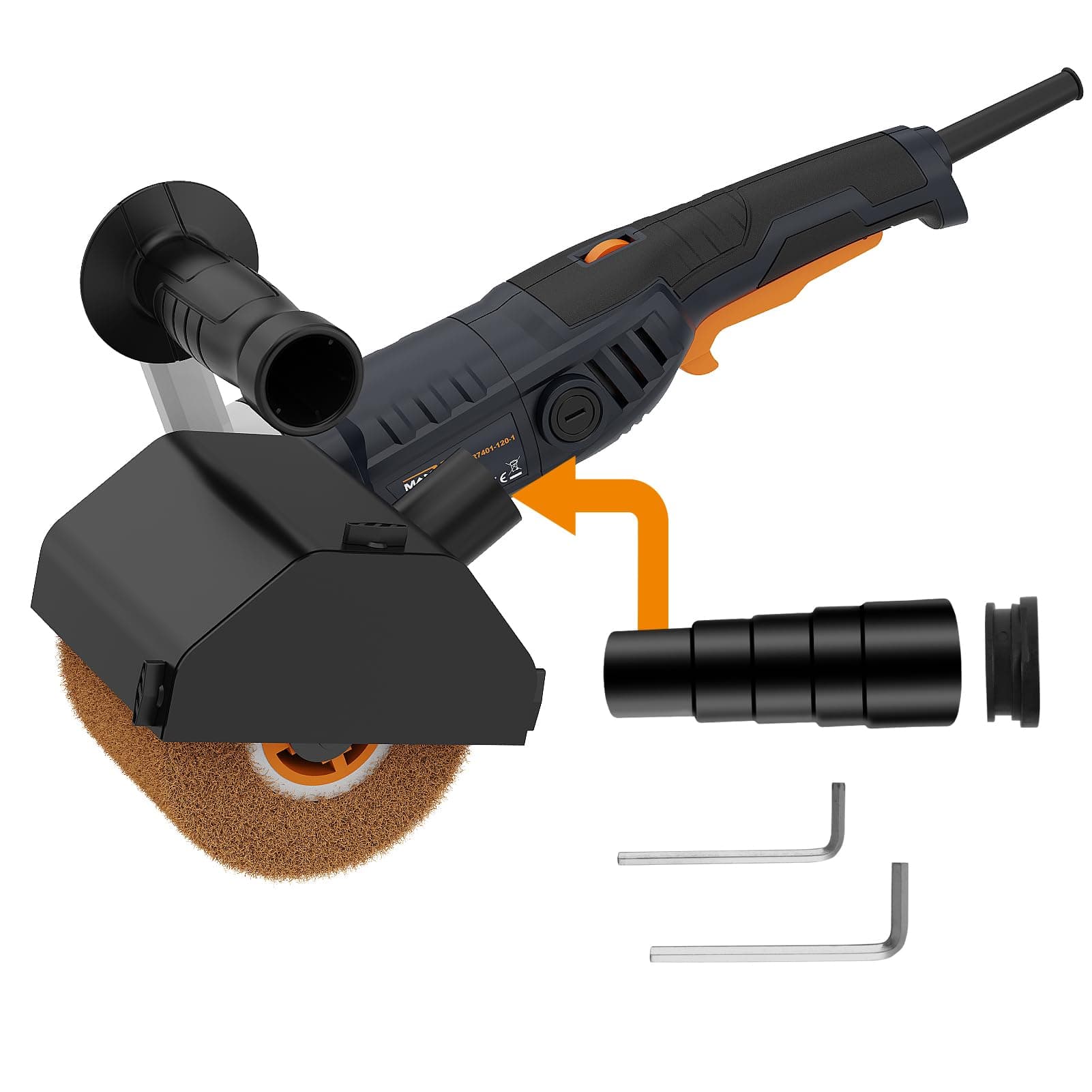 MAXXT Burnishing Machine 1300W 6-Speed Variable Metal Polishing Machine Set, 6-Piece Kit with Buffing Wheel,Handheld electric sanding and polishing machine kit, stainless steel polishing machine