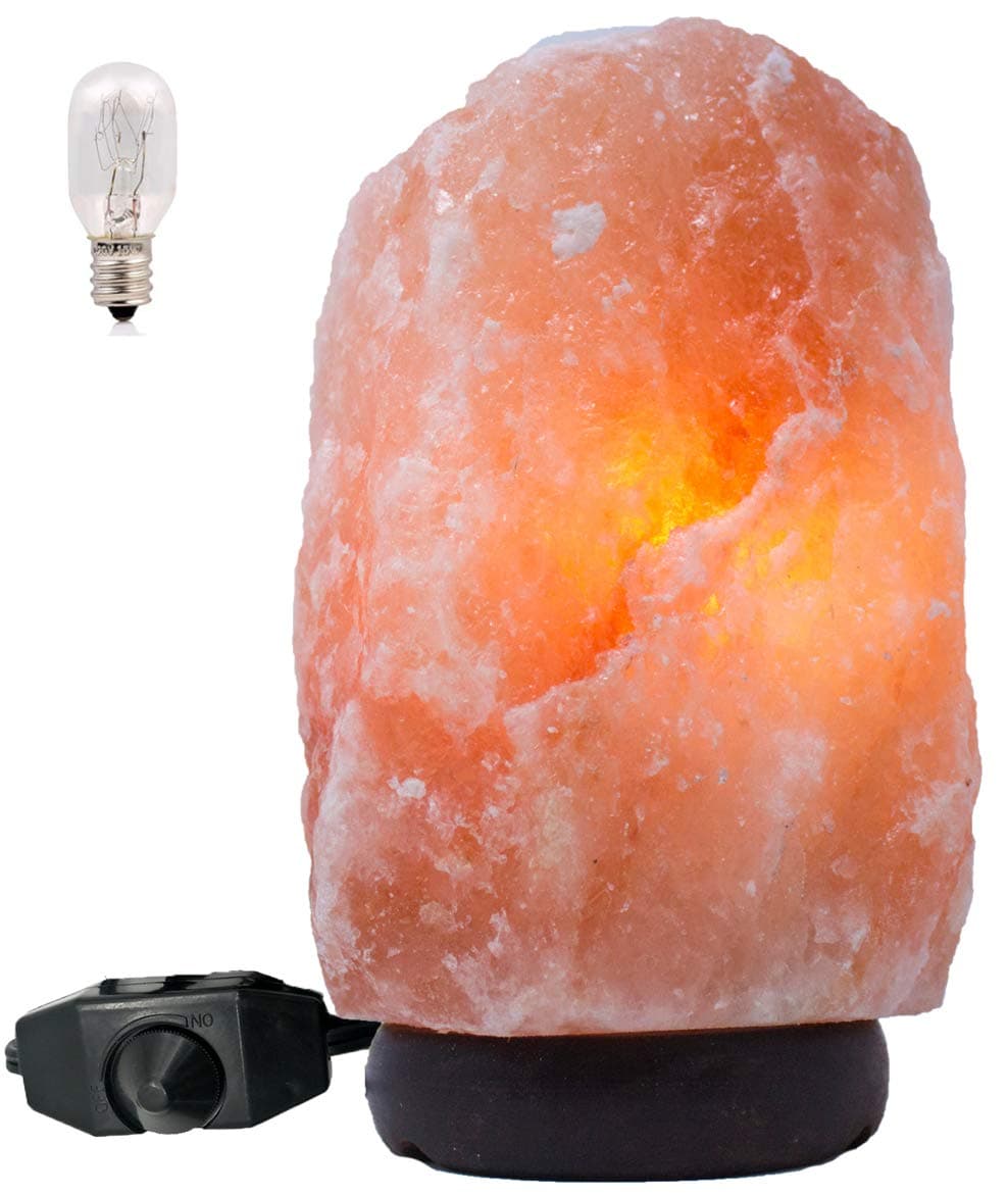 Pink Himalayan Salt Lamp with Wooden Base Dimmer Switch and 6ft Cord Rock of Gibraltar, Perfect for Night Light and Room Decor, Himalayan Salt lamp Bulb for Home Decor