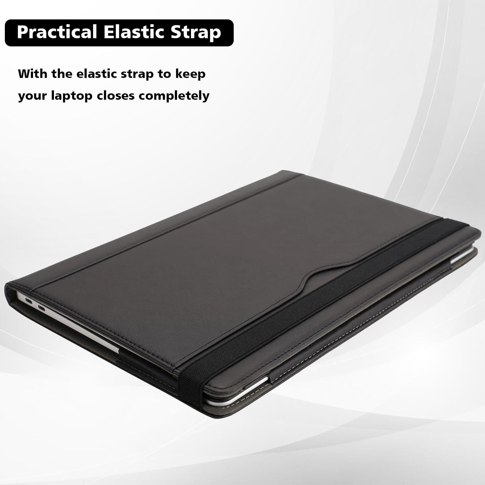 TYTX Compatible with MacBook Air 13 Inch Leather Case, for Model A2337 M1 A2179 A1932 2018-2021 Retina Display Touch ID, PU Leather Laptop Case with Pocket for Papers and Pen Holder, Black