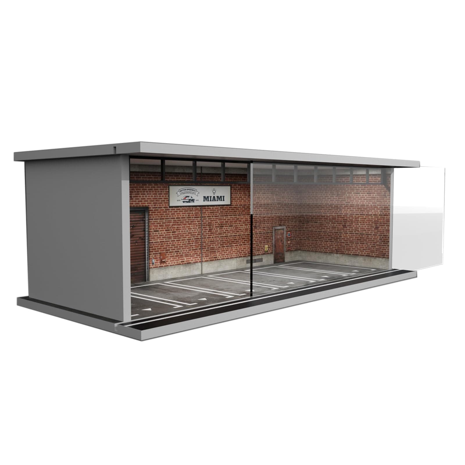 Hot Wheels Display Case - 1/64 Scale Die-cast Model Car Display Case with LED Light and Acrylic Cover, Hot Wheels Parking Garage Dioramas with 6 Parking Spaces