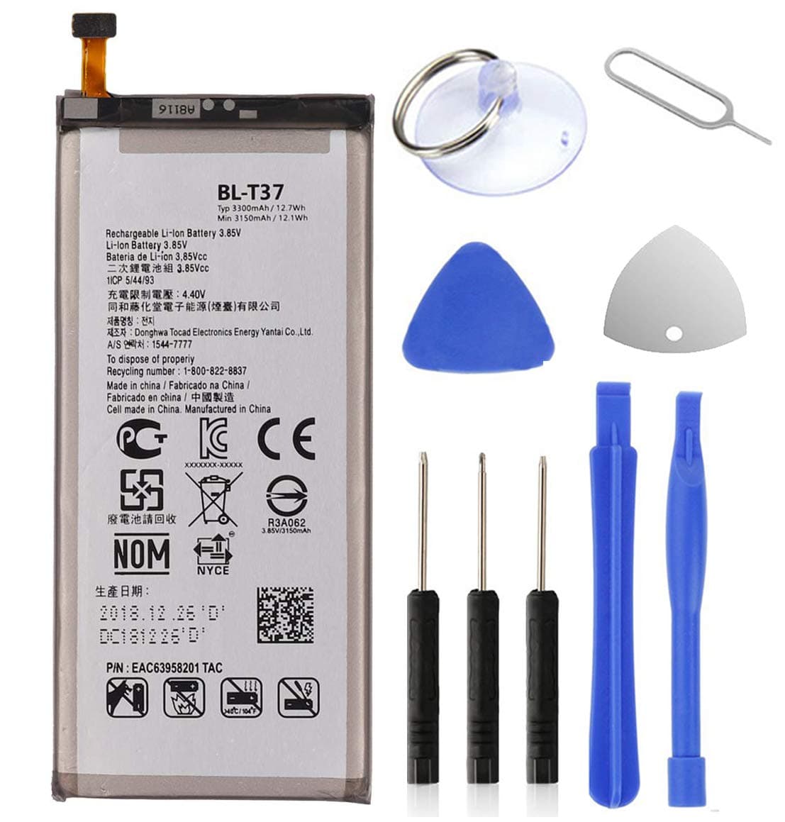 LG Stylo 4 Battery,3300mAh Li-Polymer Battery Replacement for LG Stylo 4 / BL-T37 Q710 Q710AL Q710MS Q710TS Q710CS Q710AL Q710US with Repair Replacement Kit Tools