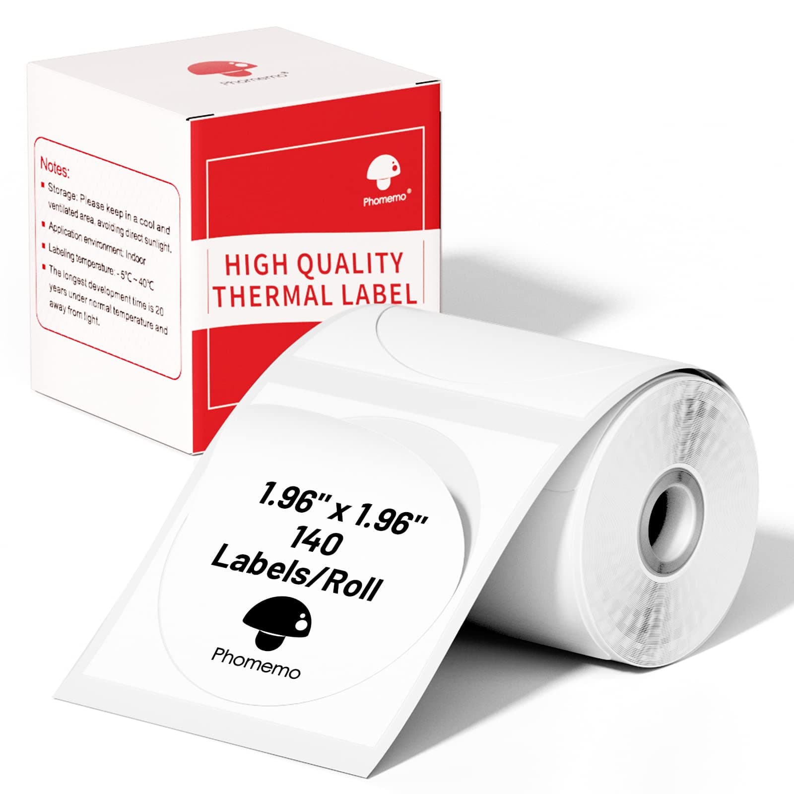 Phomemo Multi-Purpose Self-Adhesive Round Circle Label for Phomemo M110/M100/M220/M221/M108 Label Maker, 1.96" x 1.96"(50x50 mm) Thermal Labels for Barcode, DIY Logo Design, Black on White