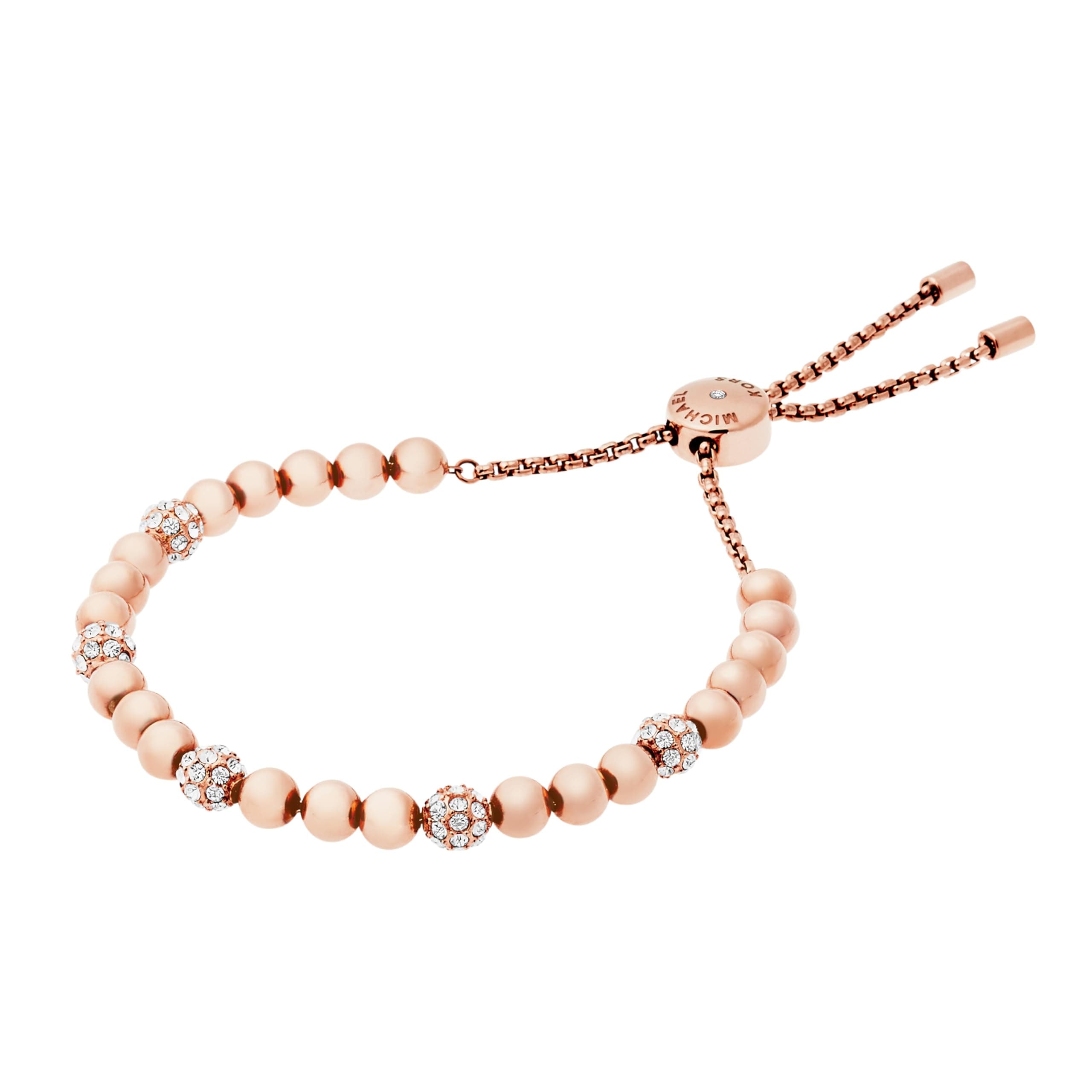 "Blush Rush" Bead Bangle Bracelet, Stainless Steel