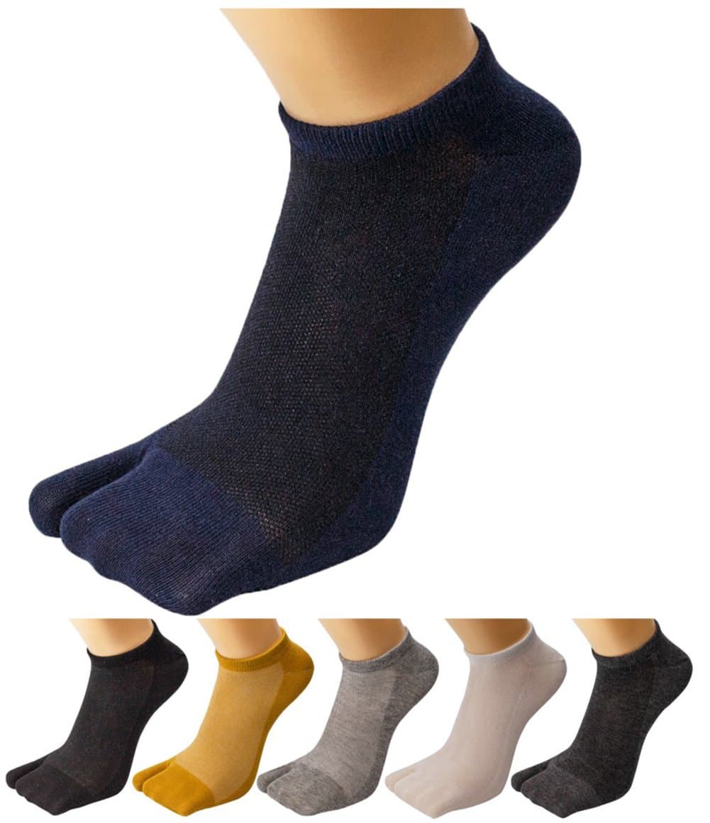 HONOW Men's No Show Tabi Socks, Split Toe Flip Flop Socks Low Cut Ankle Pack of 6
