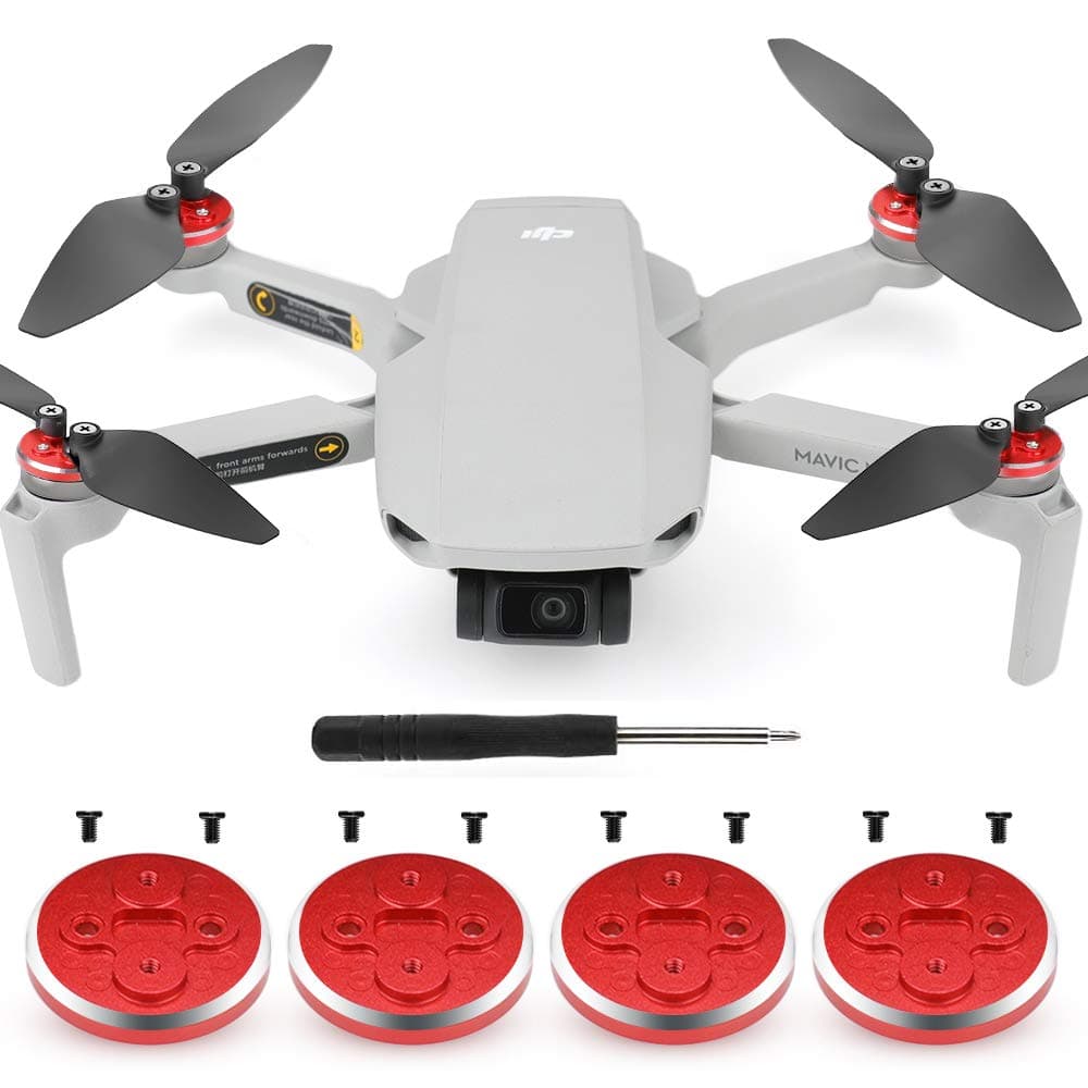 4 PCS Mavic Mini Drone Motor Cover Cap+8 Screws+A Phillips Screwdriver,CNC Aluminum Motor Protective Case Scratchproof Dustproof Propellers Raise Pad Compatible with DJI Mavic Mini(Multifunctional Red