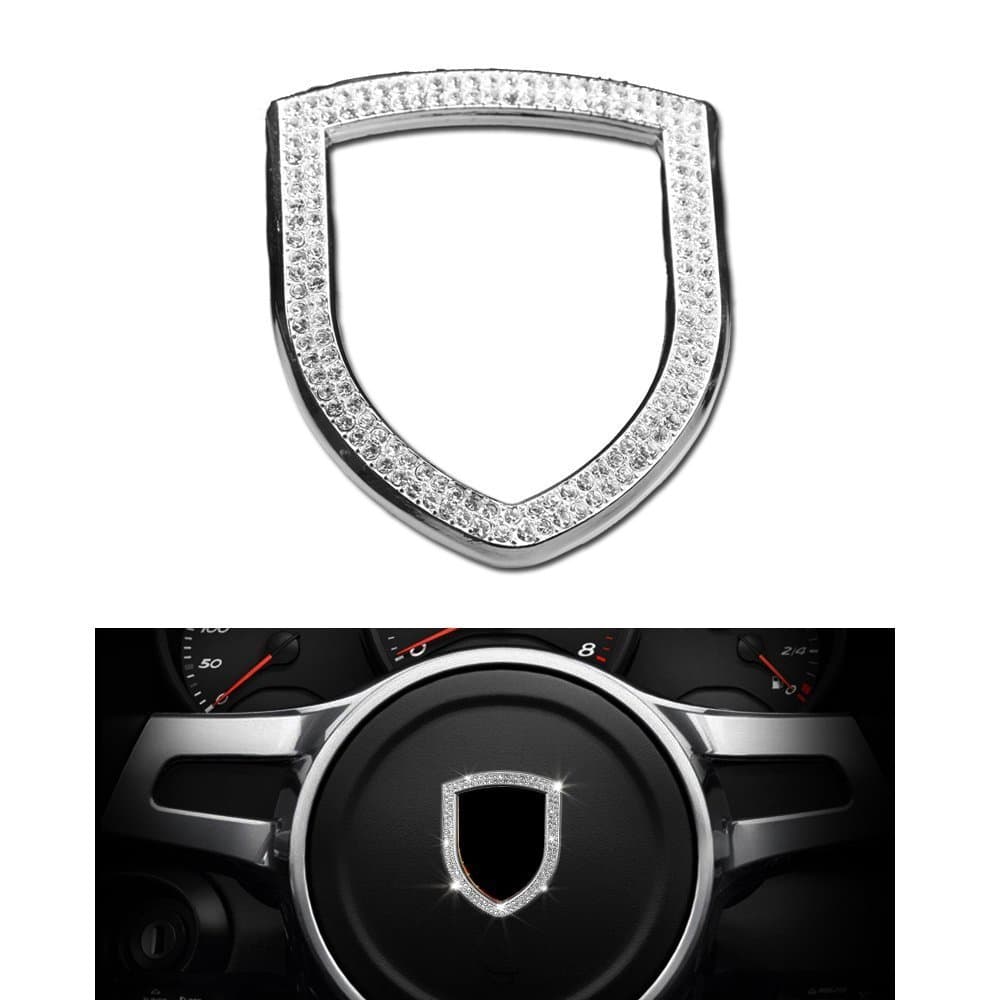 AUTO-P Suitable for Porsche 911 macan Panamera Cayenne Interior Steering Wheel Logo Decorative Stickers (Silver)