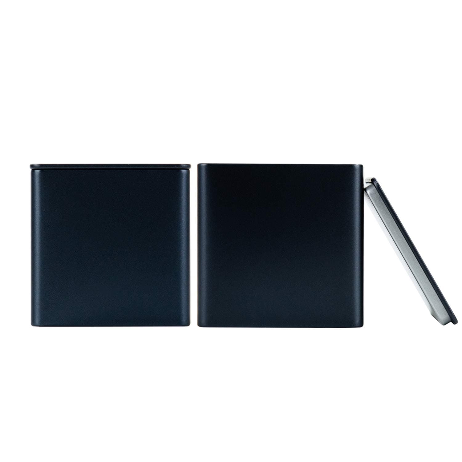 Colorful Square Tin Can Empty Cube Steel Box Storage Container for Treats, Gifts, Favors, Loose Tea, Coffee and Crafts, Mini Portable Small Storage Kit (Black, 2-Small)