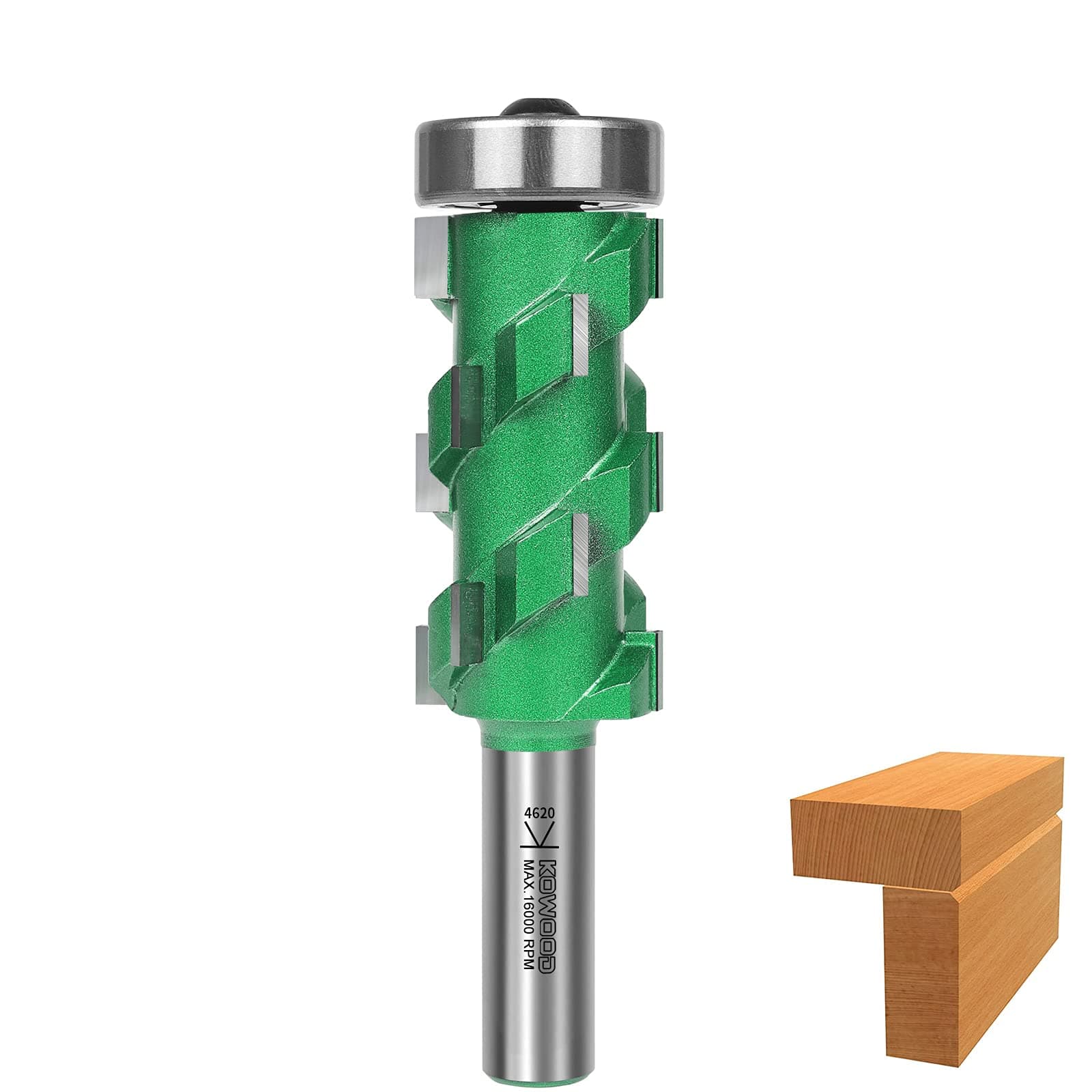 KOWOOD PRO Flush Trim Router Bit(18 Flutes) 1/2" Shank,2-1/2"Cut Length
