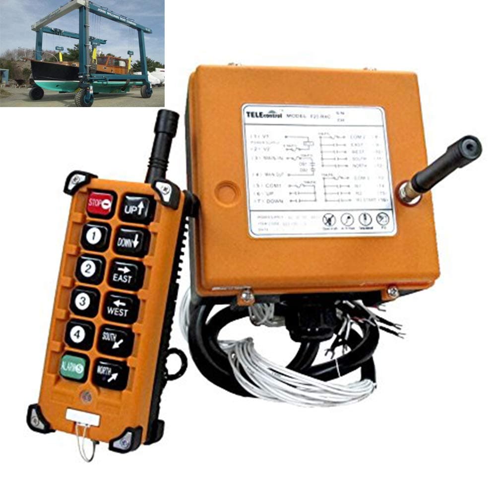 Hoist Crane Wireless Remote Control 12 Control Contactors AC/DC65V-440V(1 Transmitter + 1 Receiver)