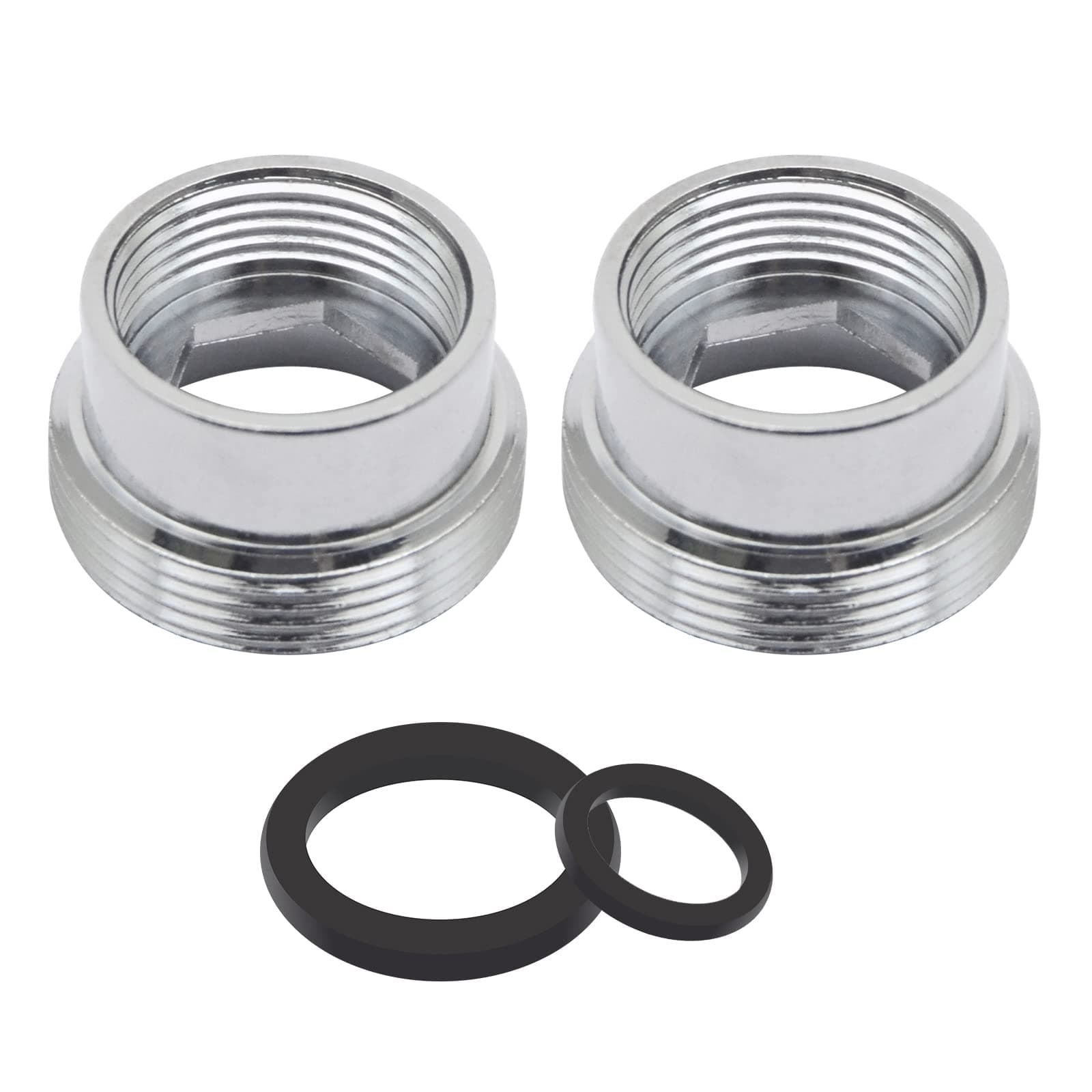 SENRISE Faucet Adaptor 2PCS Aerator Connector Solid Metal Kitchen Tap Connector for Water Purifier (16mm Female to 22mm Male)