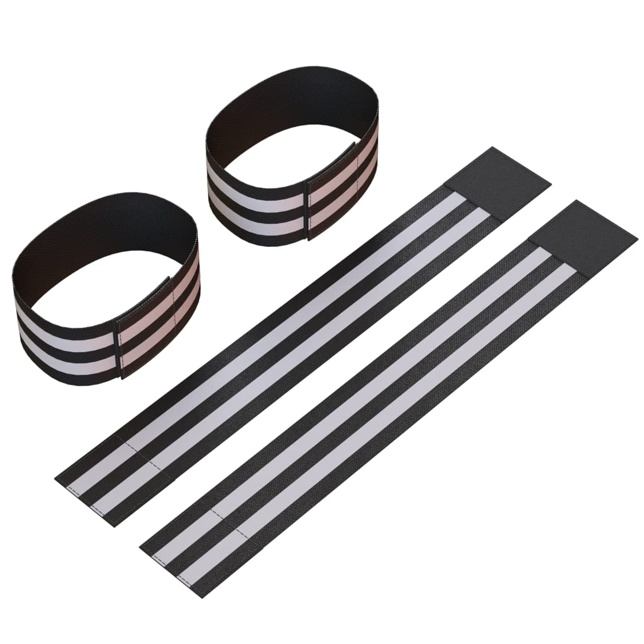 Reflective Ankle Bands (4 Bands/2 Pairs) | High Visibility and Safety for Jogging/Cycling/Walking etc | Works as Wristbands, Armband, Leg Straps | Accessories for Sports/Running Gear