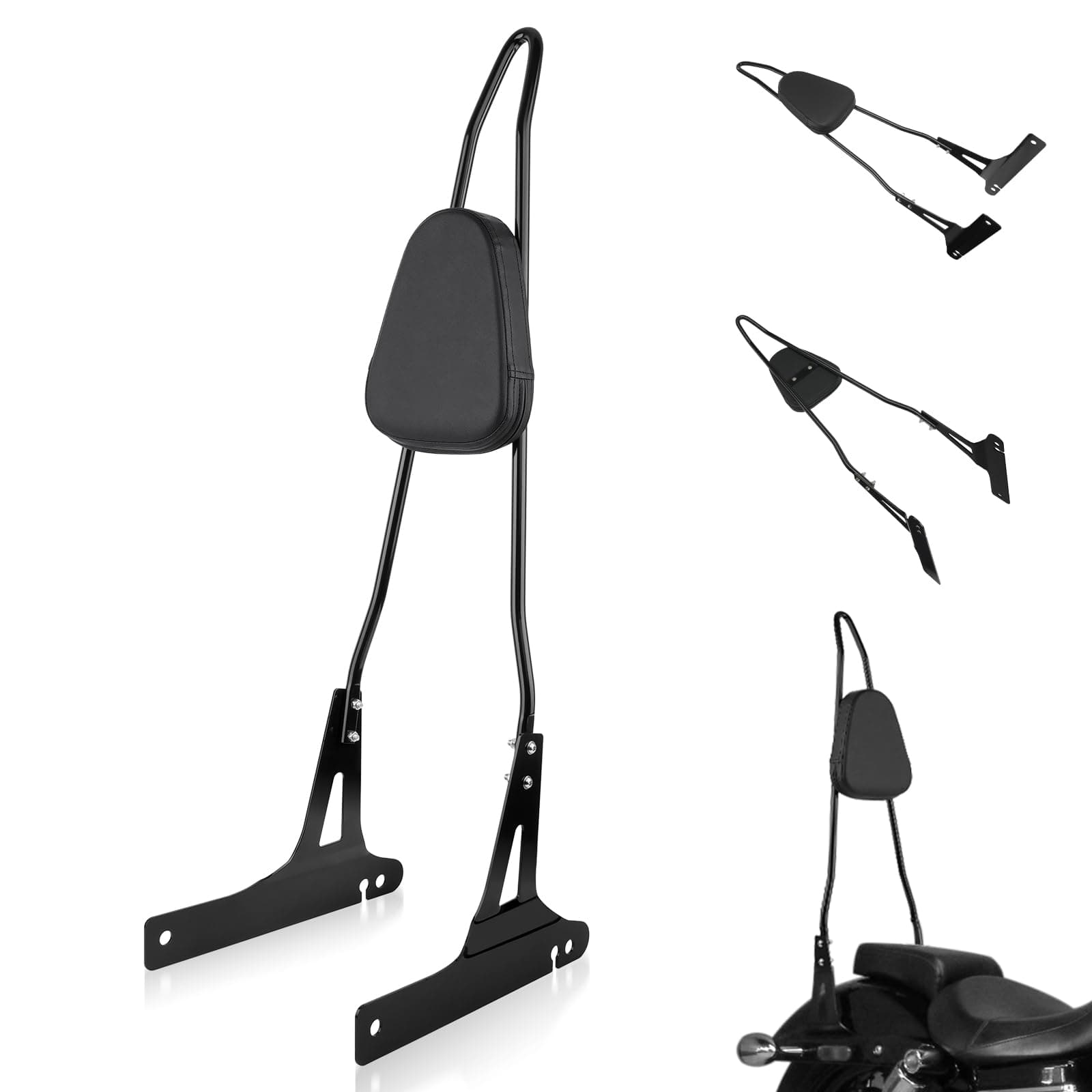 BenlariDetachable Tall Sissy Bar Passenger Backrest Rear Pad 2006-2017 Compatible for Harley Davidson Dyna Super Glide Low Rider Street Bob