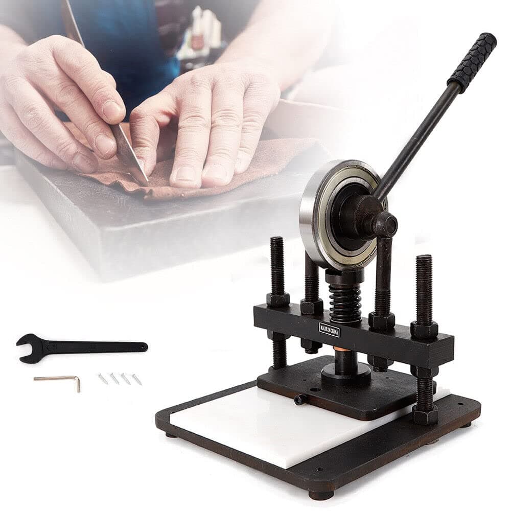 Adjustable Manual Die Cutting Machine 45Square Steel Leather Craft Cutter Tool Cut Pvc Eva Sheet Plate Press Pressure Sampling Mold Clicker Foam Gasket Stamping Hand Mould Embosser