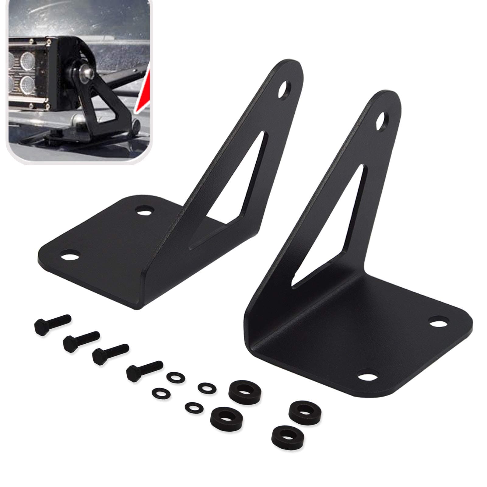 XJMOTO 32'' LED Light Bar Upper Hood Engine Hinges Mounting Brackets Compatible with Jeep Wrangler JK 2007-2018