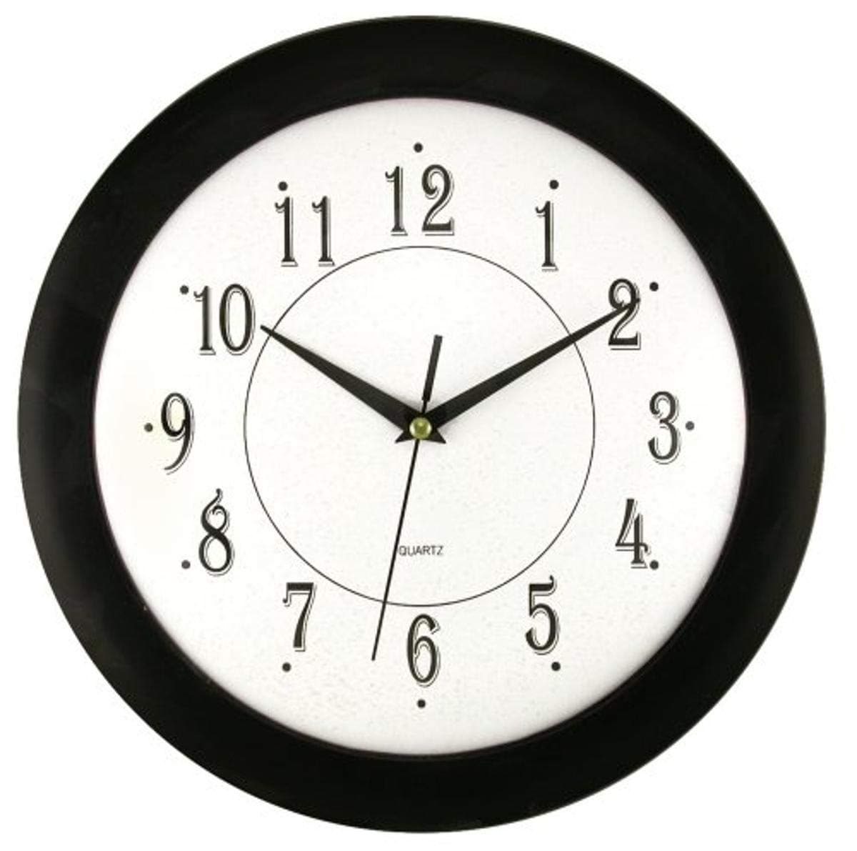 Timekeeper Products LLC 6424 12" Round Clock Black Frame W/Convex Glass Lens, White