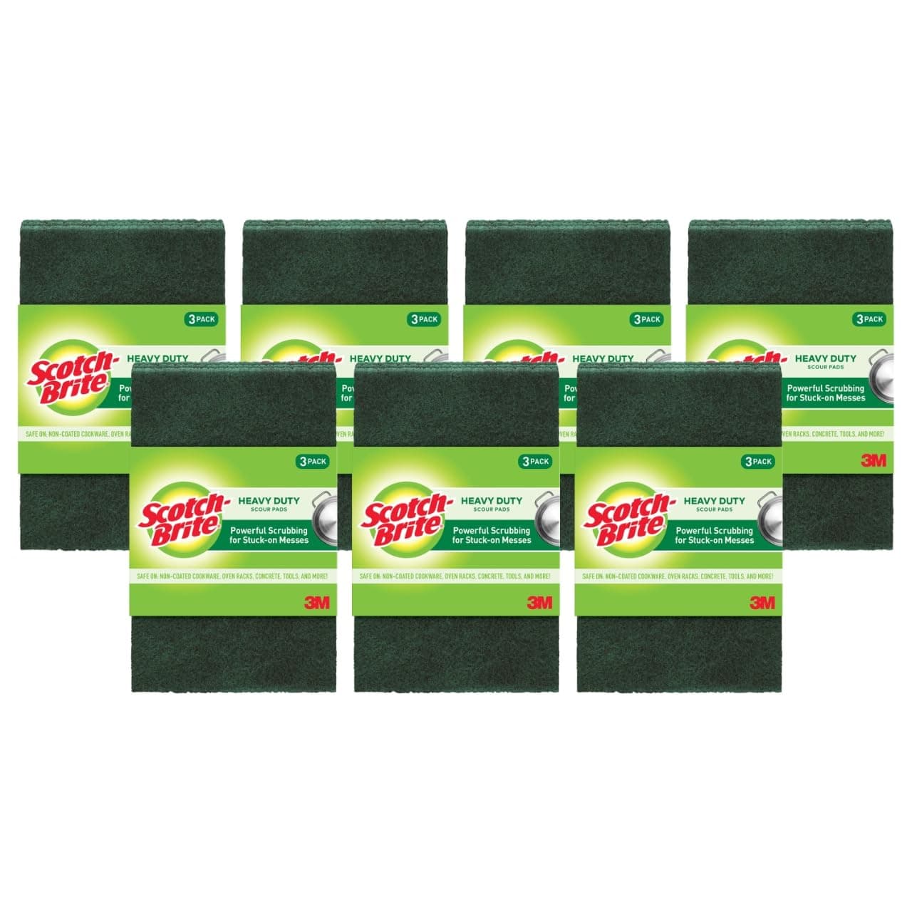 Scotch-Brite Heavy Duty Scour, Green, 21 Pads
