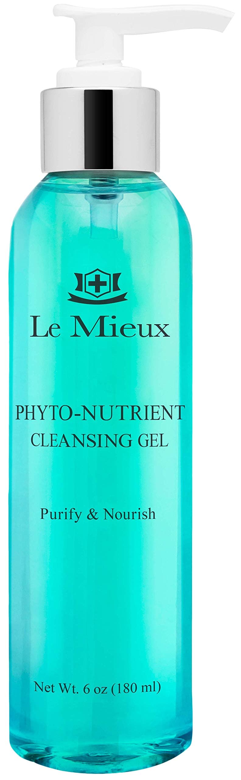 Le Mieux Phyto-Nutrient Cleansing Gel - Purifying, Microbubble Foaming Face Wash with Algae & Hyaluronic Acid, Makeup Degreasing and Pore Cleansing Facial Wash, No Parabens or Sulfates (6 oz / 180 ml)