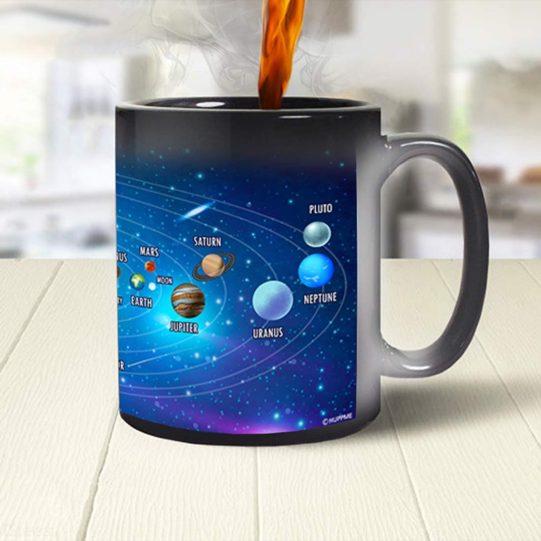 Huppme Solar System Ceramic Magic Mug Color Changing Coffee Mug Heat Sensitive Tea Cup Magic Mugs Surprise Gift The Solar System: Solar System, 330ml