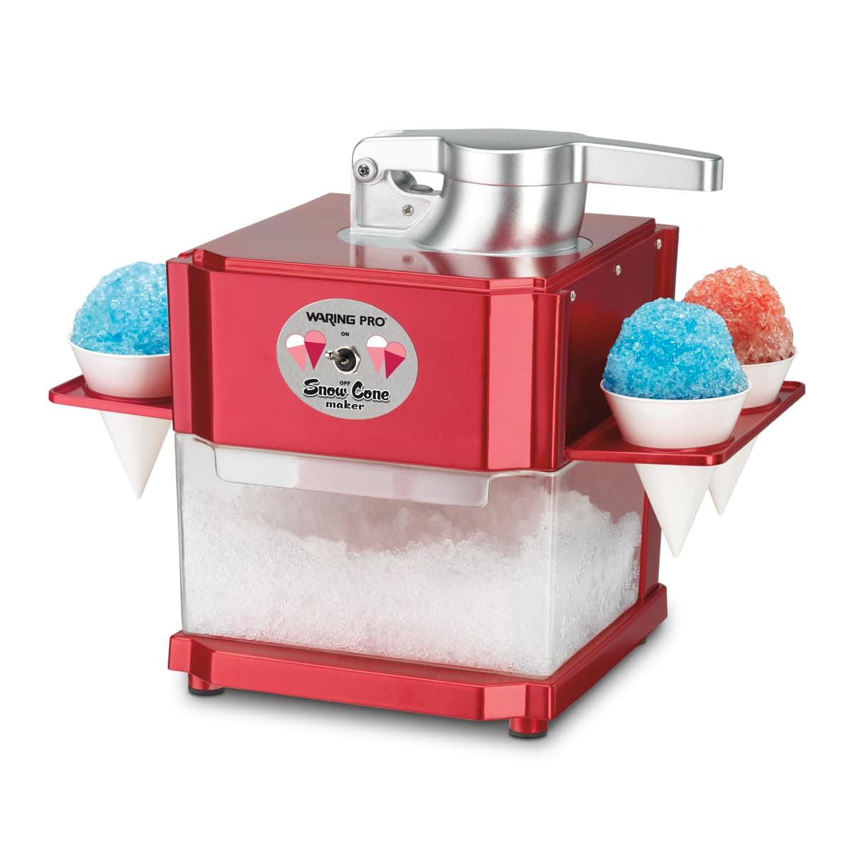 Cuisinart Snow Cone Machine, Home Shaved Ice Maker for Snow Cones, Snow Cone Maker with Reuseable Paper Cups, Makes 5 Icy Cones for Slushies, Frozen Drinks , Red, SCM-10P1