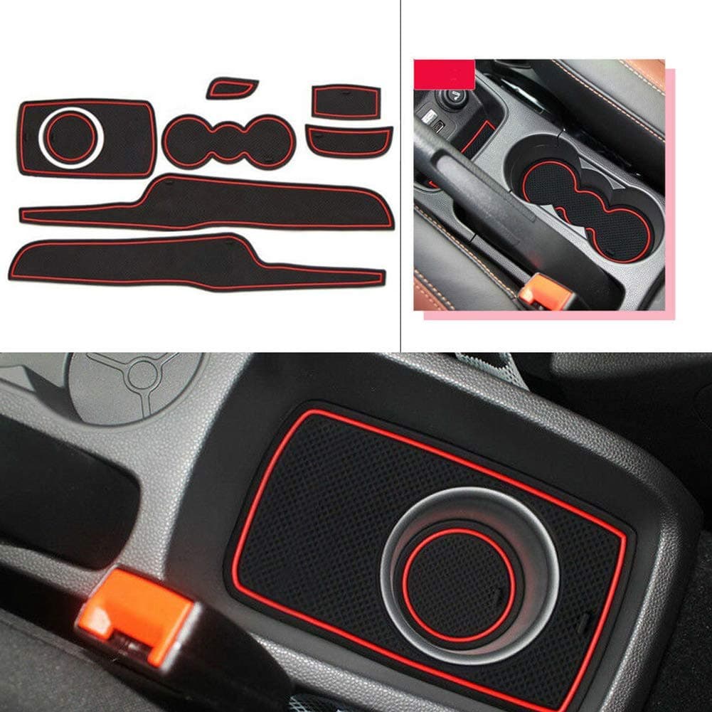 Car Interior Mat 8pcs/Set 3D Door Washable Gate Slot Non-Slip Cup Storage Practical Rubber Accessories Box Stickers Anti Dust for Ford Fiesta