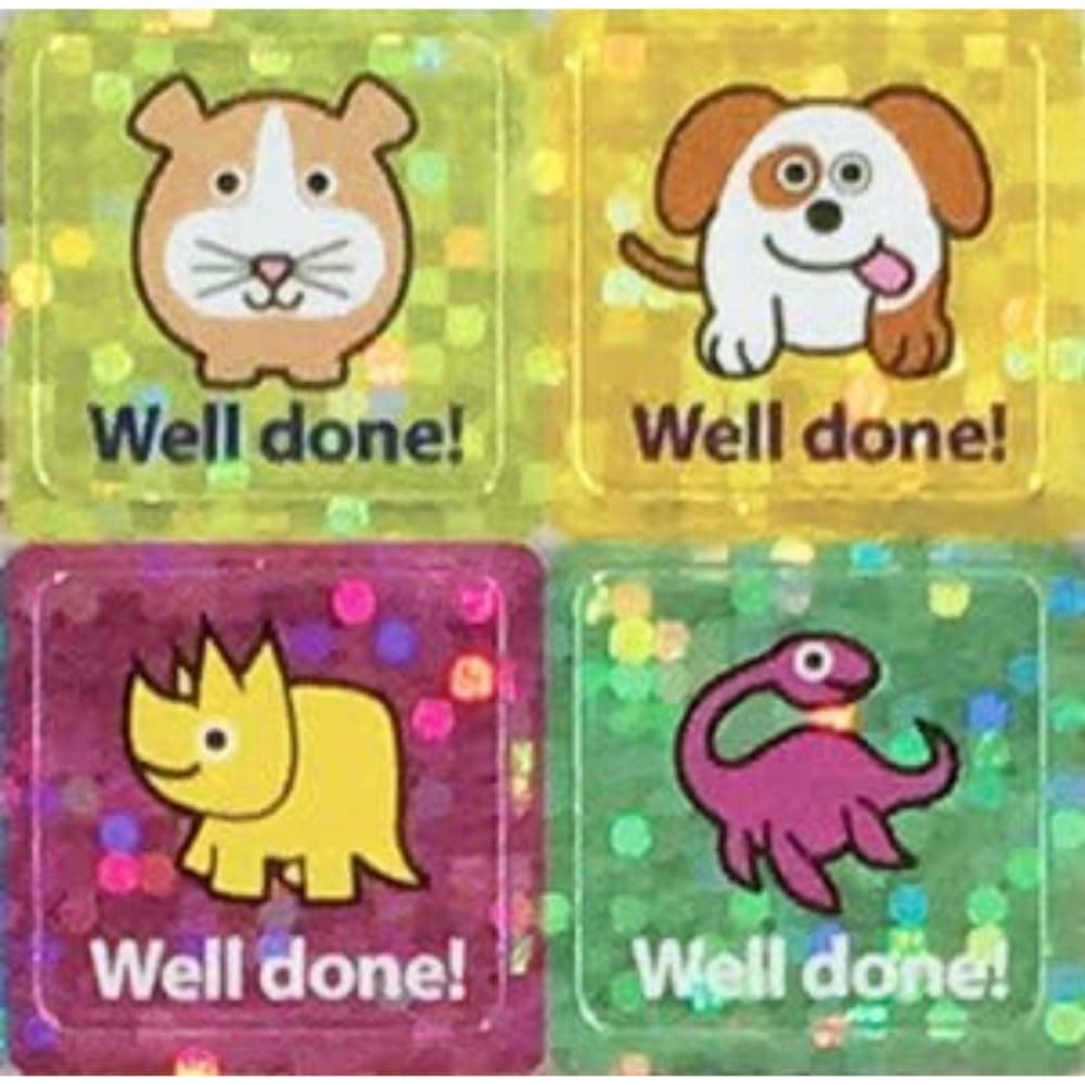 The Sticker Factory 12 mm Square "Well Done!" Mini Sparkly Sticker (Pack of 468 Stickers)