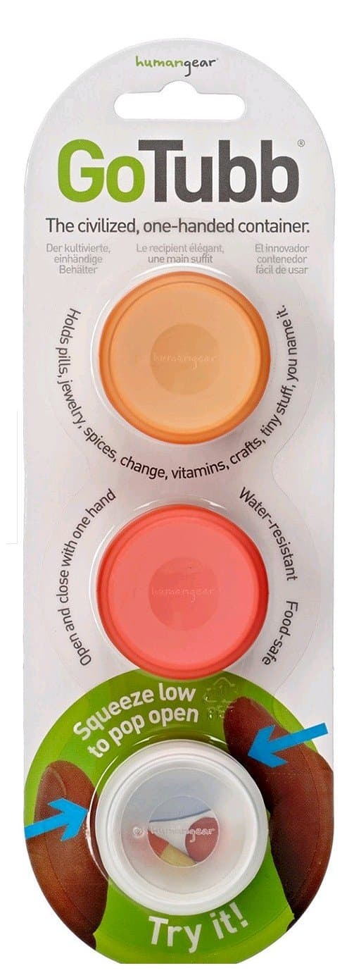 GenericJINCHENG 3 Pack Go Tubb One-Handed Container - Small - Red/Orange/Clear