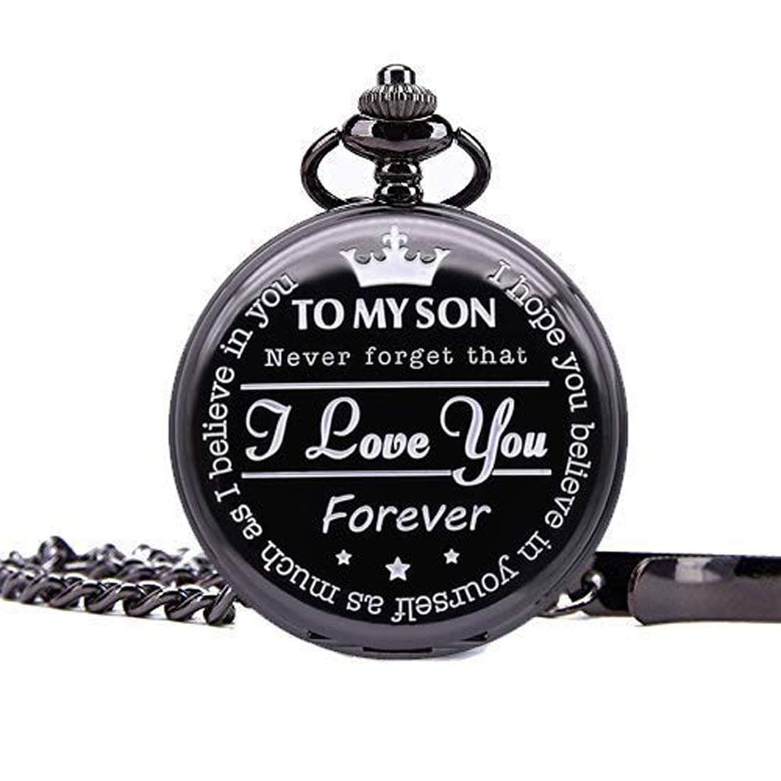 Pocket Watch Pendant With Chain For Son Dual Purpose By Yellow Chimes Copper Pendant For Men (Black) (Ycfjpd-106Son-Bk)