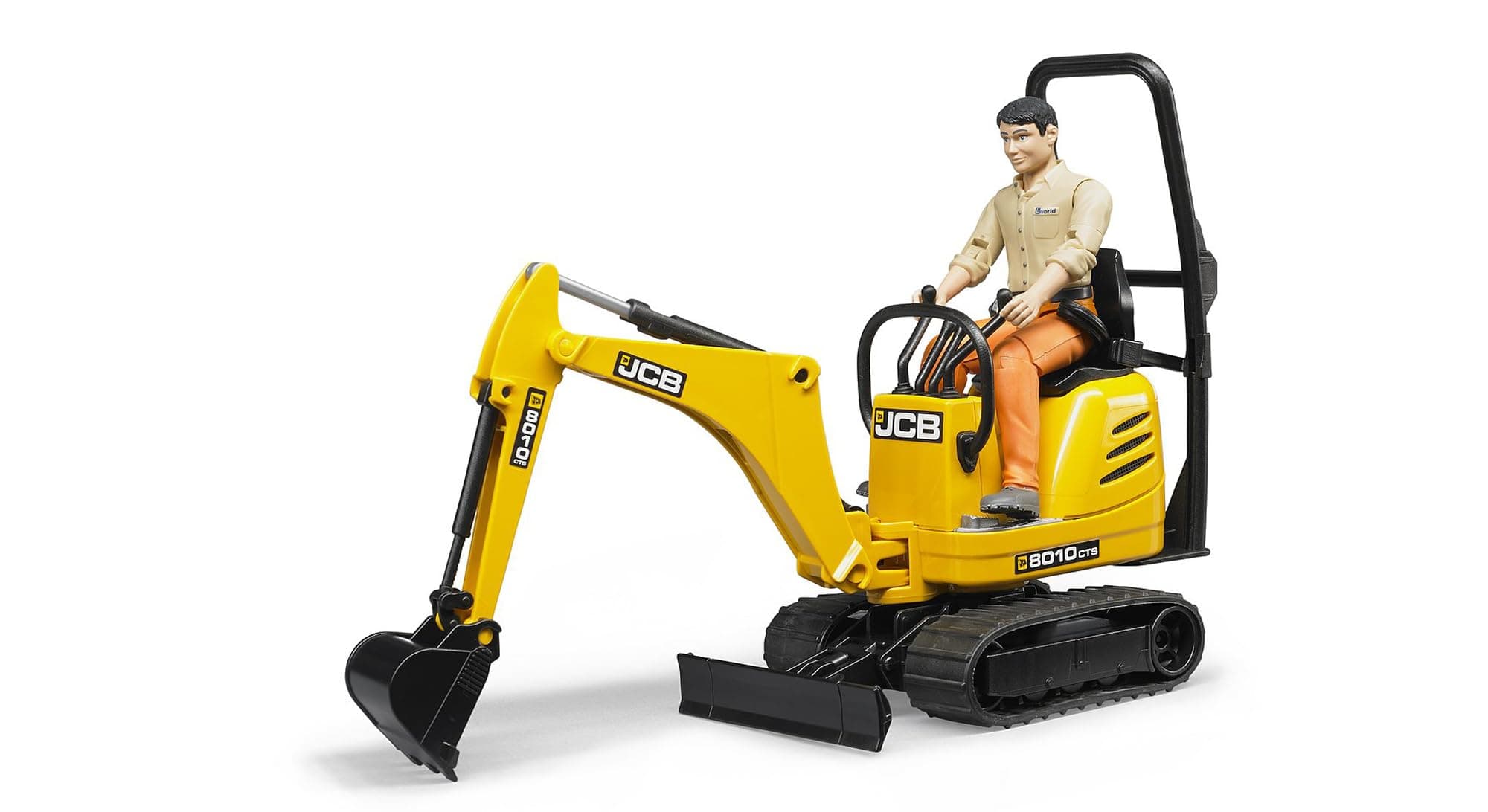 Bworld JCB Micro Excavator 8010 CTS and Construction Worker (Colours may vary)