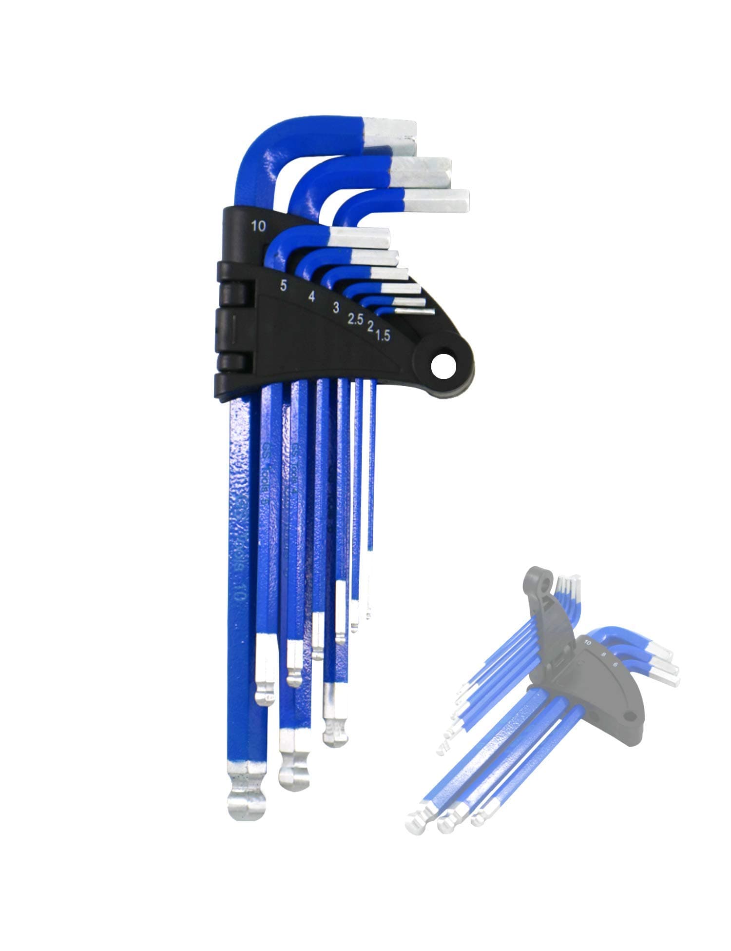 9-Piece Long Arm Ball End Metric Hex Key Set | Chrome Finish with Blue High Visibility anti-Slip Coating | Wrench Tools for Household Maintenance, Industry