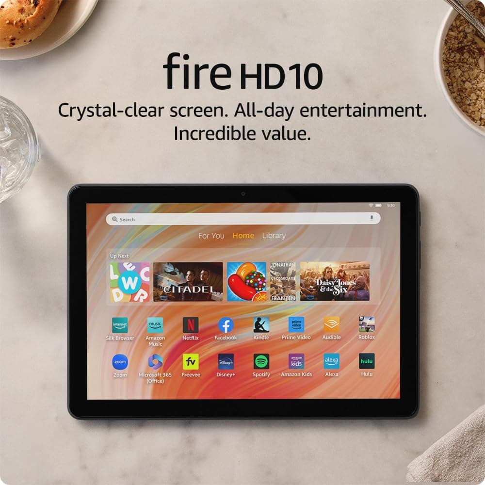 Amazon Fire HD 10 tablet, built for relaxation, 10.1" vibrant Full HD screen, octa-core processor, 3 GB RAM, 32 GB, Black