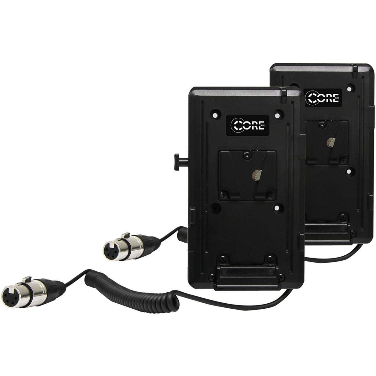 Core SWX Double V-Mount Plate Kit with Coiled Powertap to 12" XLR 4-Pin for Atomos Sumo Monitor Recorder