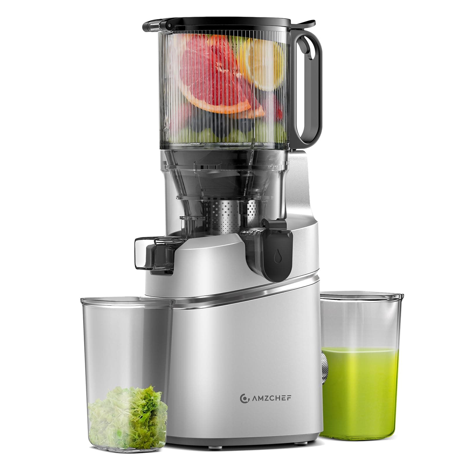 Slow Juicer, AMZCHEF Innovative Masticating Juicer, High Nutrition Juicer Machine, Cold Press Juicer with Quiet motor, Fruit&Vegetable, High Juice Yeld & Pure (Gray)