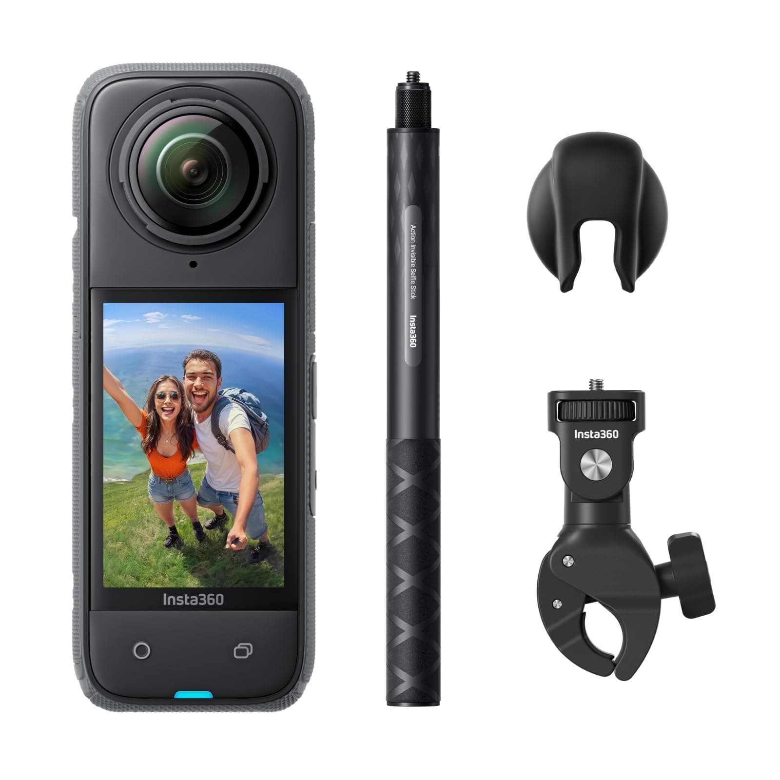 Insta360 X4 Motorcycle Bundle - 8K Waterproof 360 Action Camera, 4K Wide-Angle Video, Invisible Selfie Stick, Removable Lens Guards, 135 Min Battery Life, AI Editing, Stabilization, No microSD Card