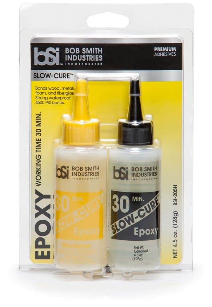 Bob Smith Industries BSI-205 Slow-Cure™ Epoxy - 4.5 oz. Combined, Clear - 30-Minute Working Time Adhesive for Wood, Fiberglass, Metal, Crafts & Structural Repairs