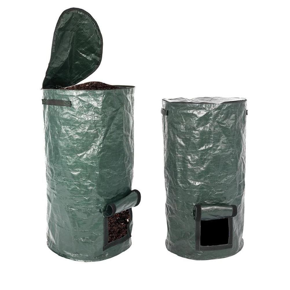 BozaapCompost Bin, Green, PE Compost Bag, Garden Waste Bin, Cylindrical Compost Bin for Yard