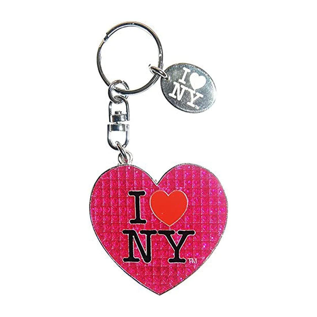 I Love New York Pink Glitter Keychain