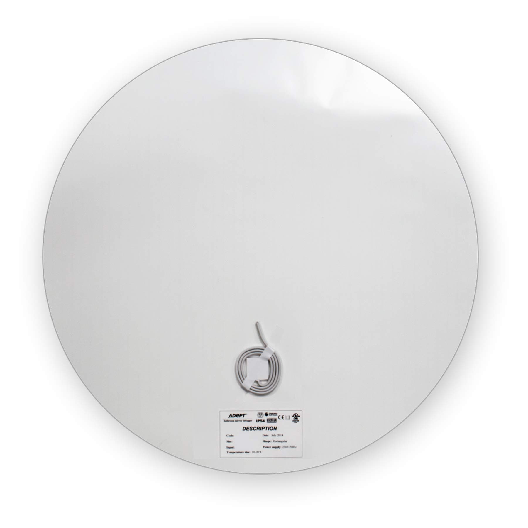 Adept Technology Heated Mirror Demister Pad with Self-Adhesive Backing for Bathroom, En Suite, Wet Room (300mm Round) – Condensation and Steam Free Mirrors
