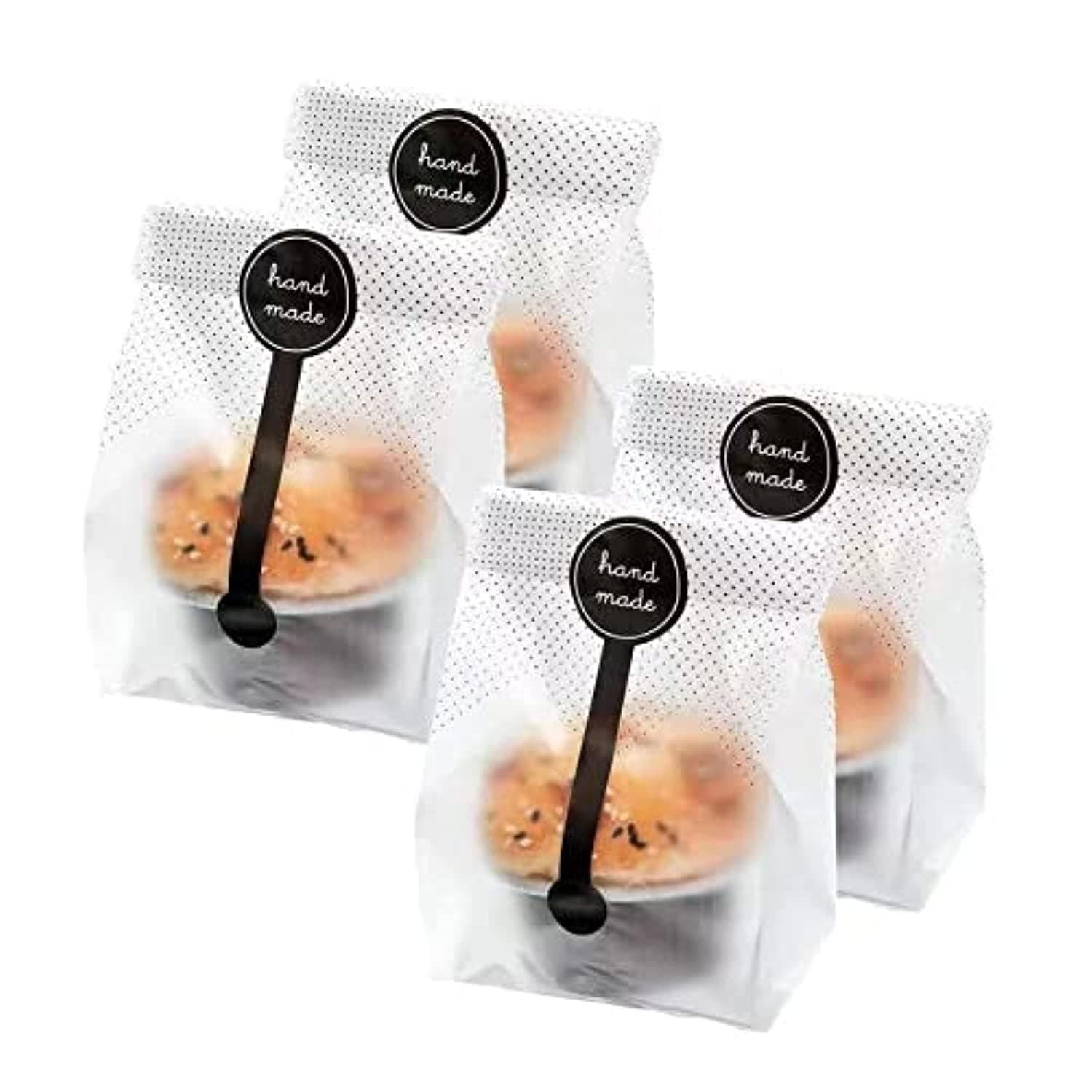 DAYONG 100ps Cookie Bags for Packaging .Translucent Plastic Bags for Cake,Chocolate,Candy,Snack Wrapping Good for Bakery Party Supplies(Includes stickers)